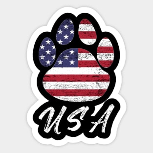 Dog paw print American flag USA tshirt Sticker